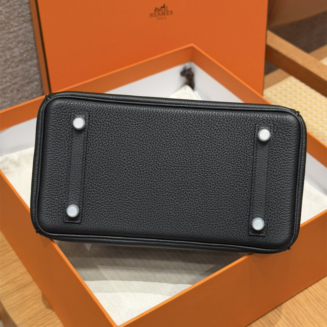 高仿Hermes*Birkin25系列H041344BO89黑色牛皮銀扣純手工