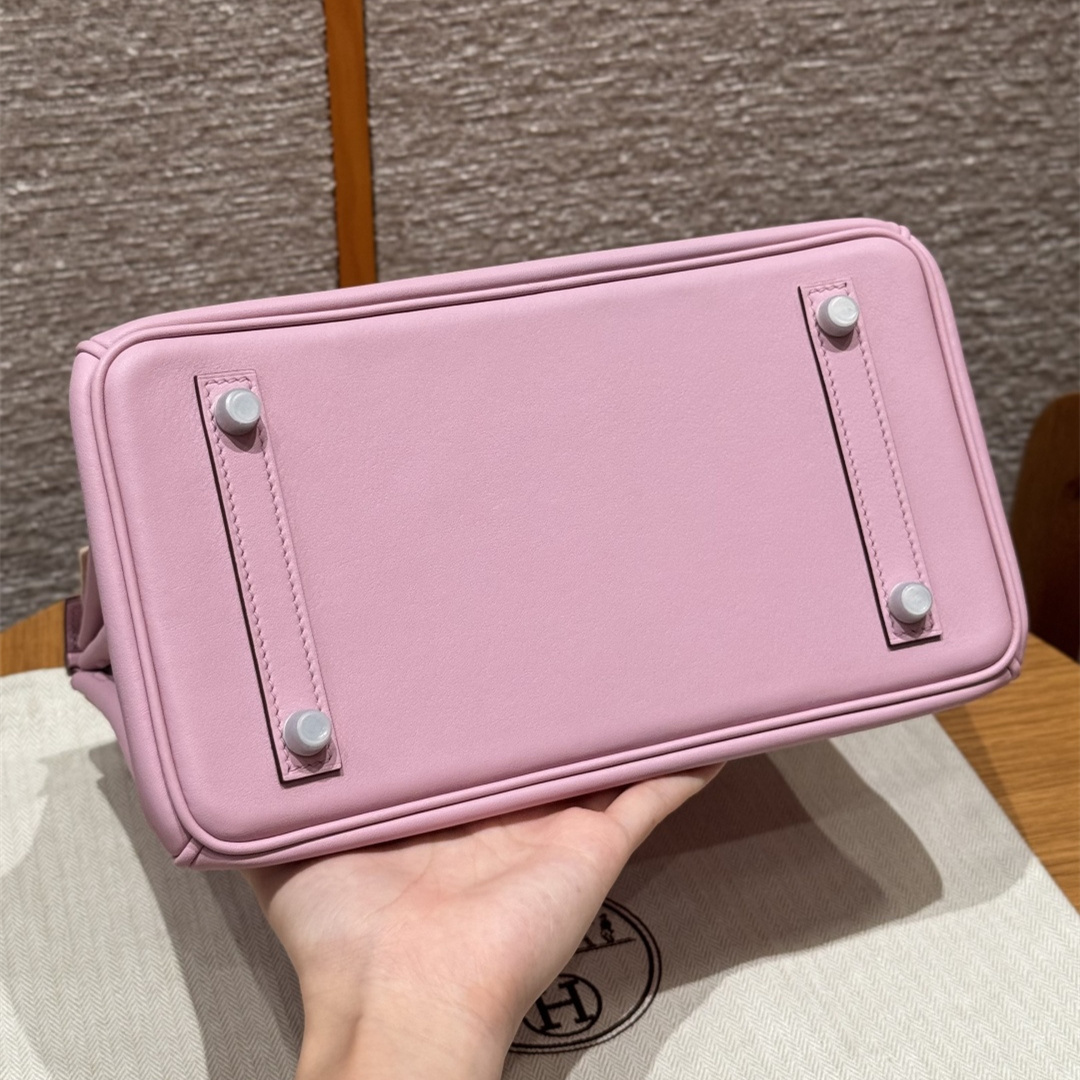 高仿Hermes*Birkin25系列H041344SWX9金葵紫牛皮銀扣純手工