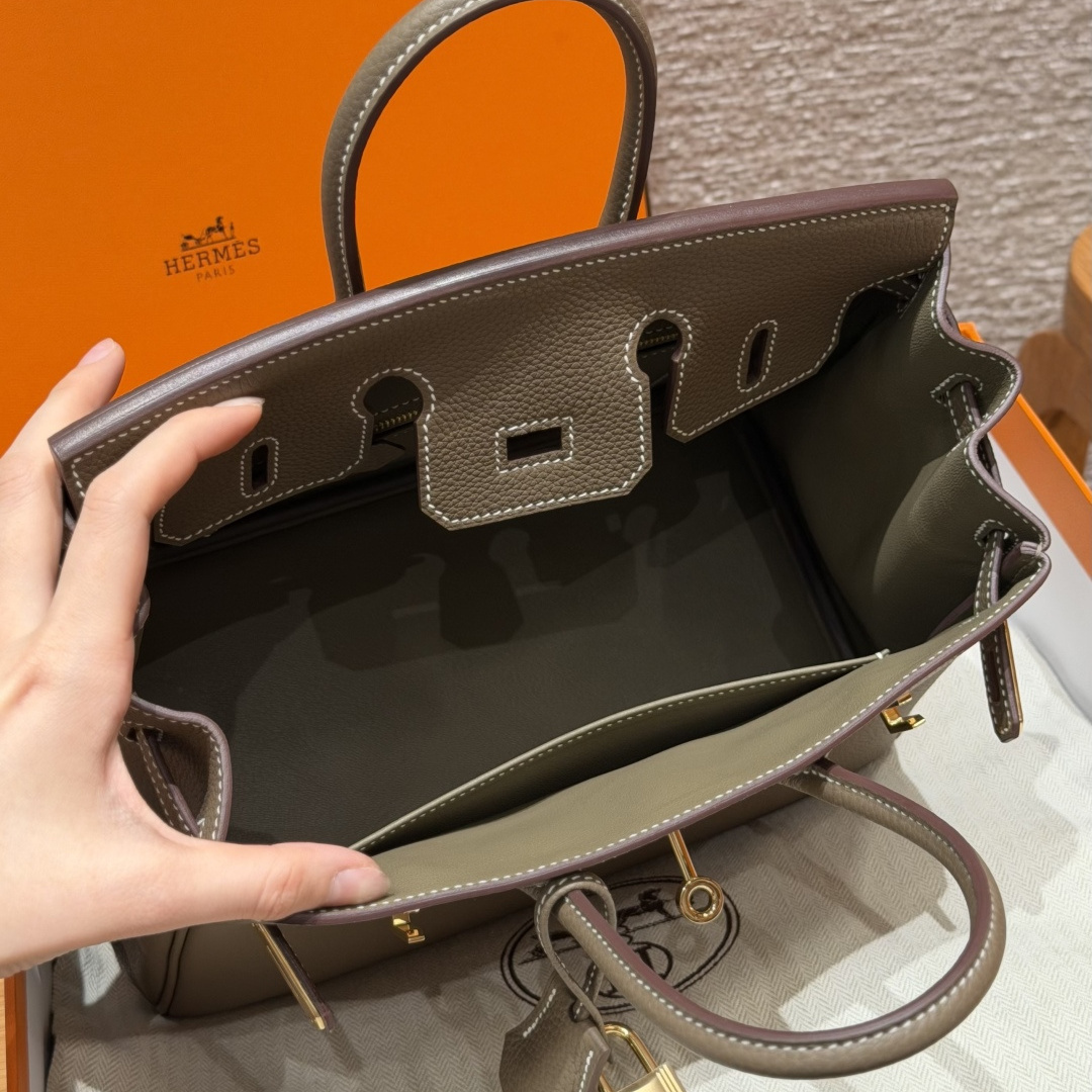 高仿Hermes*Birkin25系列H041344BO18大象灰牛皮金扣純手工