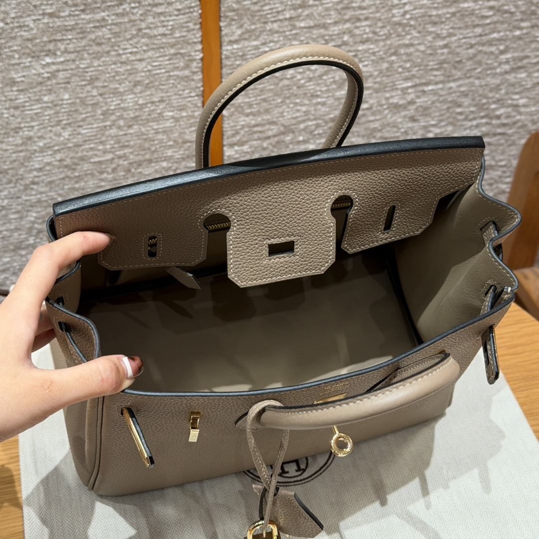 高仿Hermes*Birkin25系列H041344BO81斑鳩灰牛皮金扣純手工