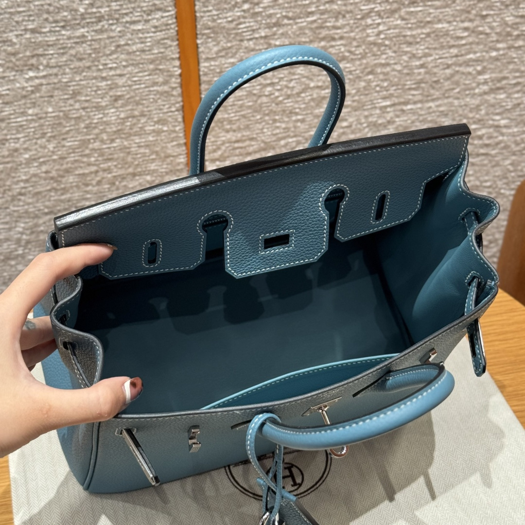 高仿Hermes*Birkin25系列H041344BO75牛仔藍牛皮銀扣純手工
