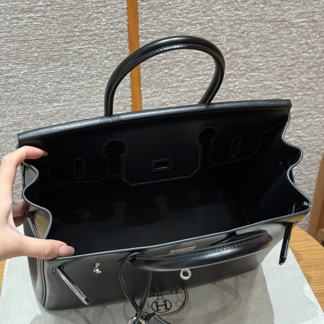 高仿Hermes*Birkin30系列H044897BX89黑色牛皮銀扣純手工