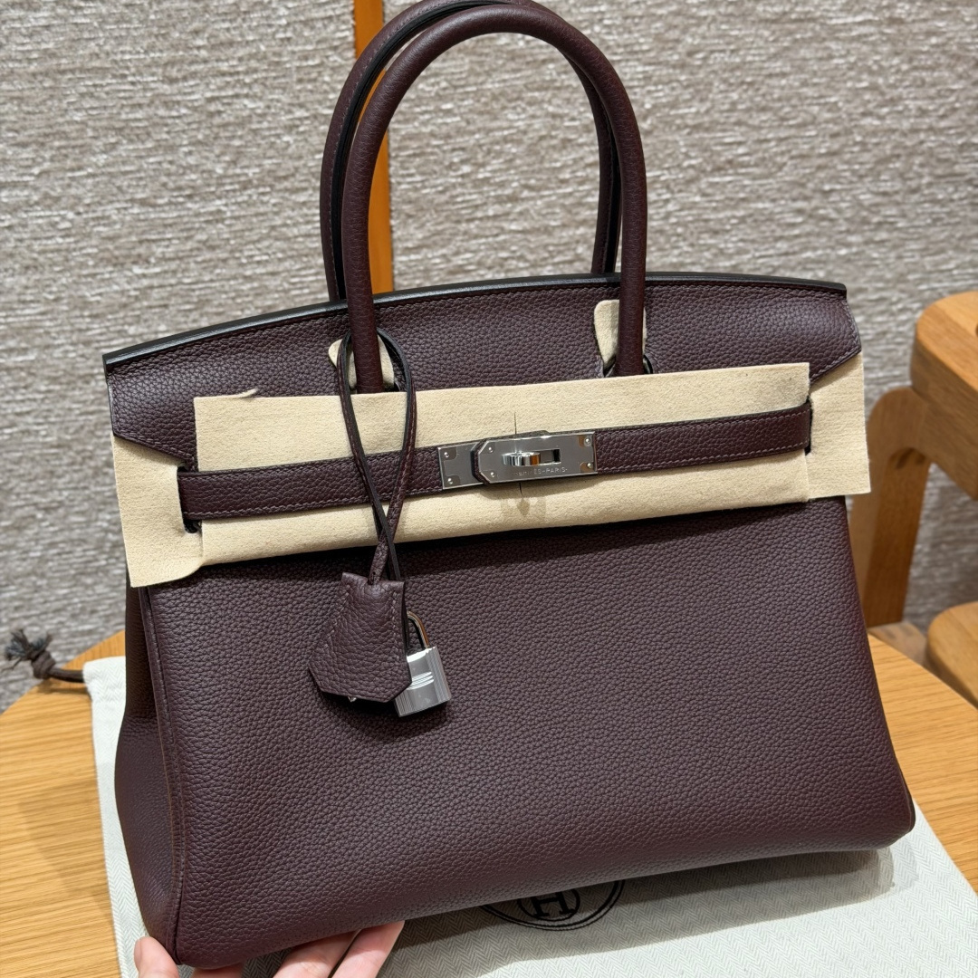 高仿Hermes*Birkin30系列H044897BOOG馬鞍紅牛皮銀扣純手工