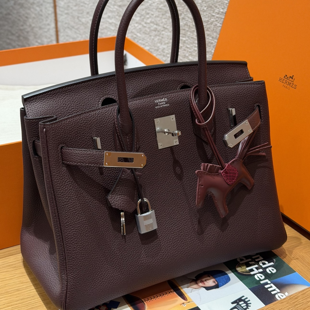 高仿Hermes*Birkin30系列H044897BOOG馬鞍紅牛皮銀扣純手工