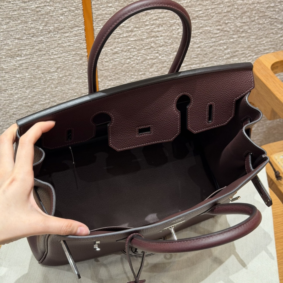 高仿Hermes*Birkin30系列H044897BOOG馬鞍紅牛皮銀扣純手工
