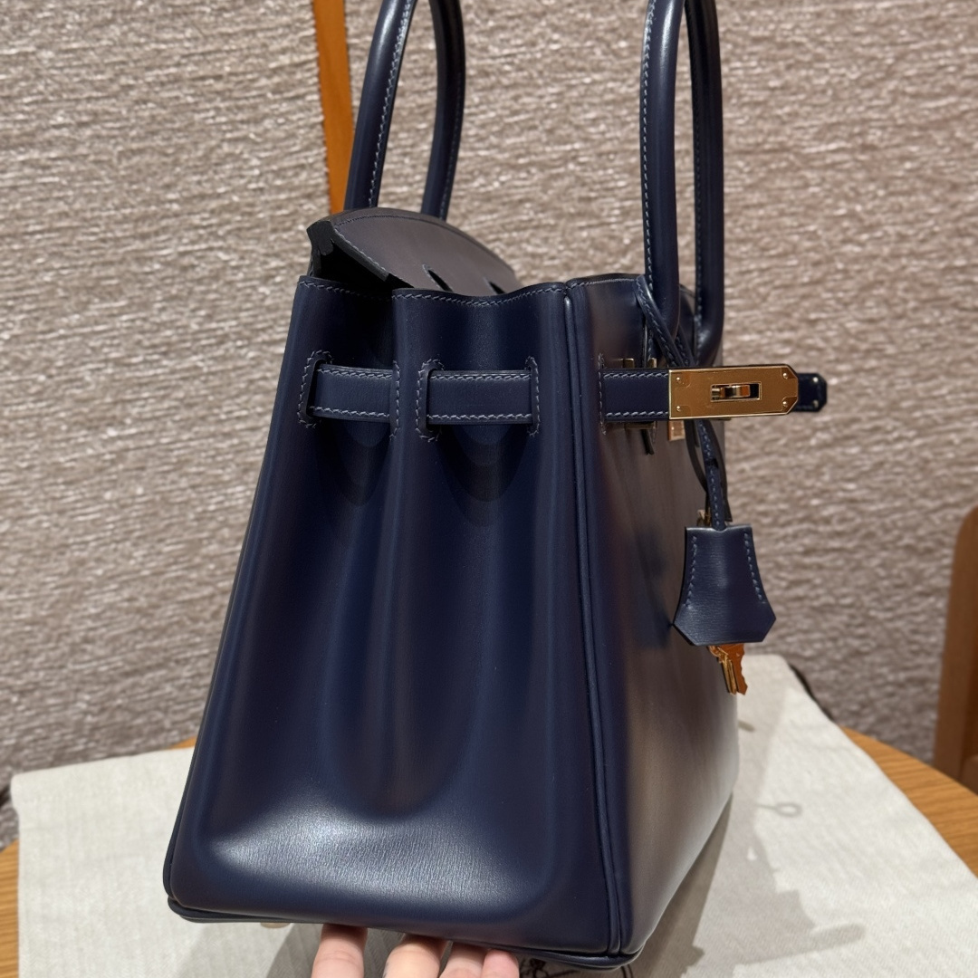高仿Hermes*Birkin30系列H044897BX73寶石藍牛皮金扣純手工