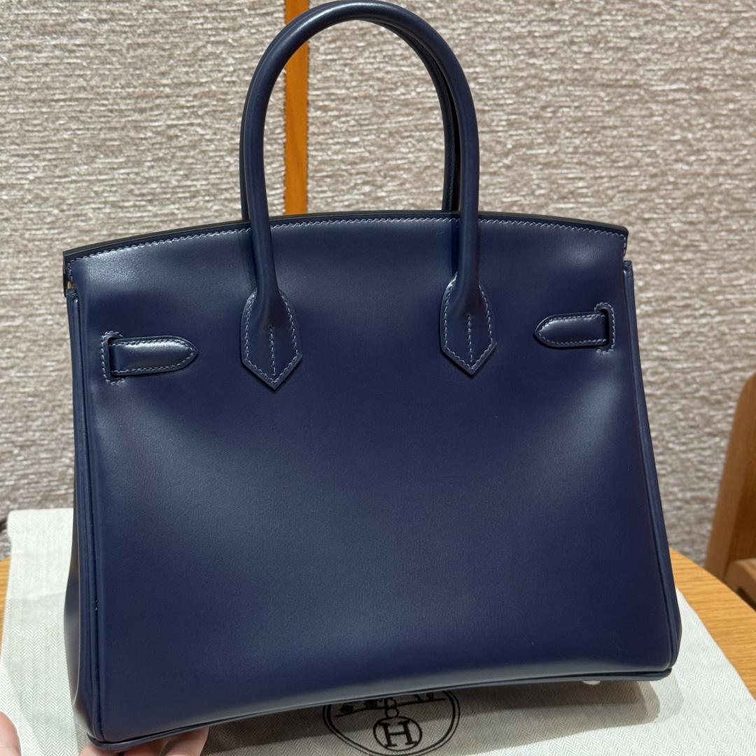 高仿Hermes*Birkin30系列H044897BX73寶石藍牛皮金扣純手工