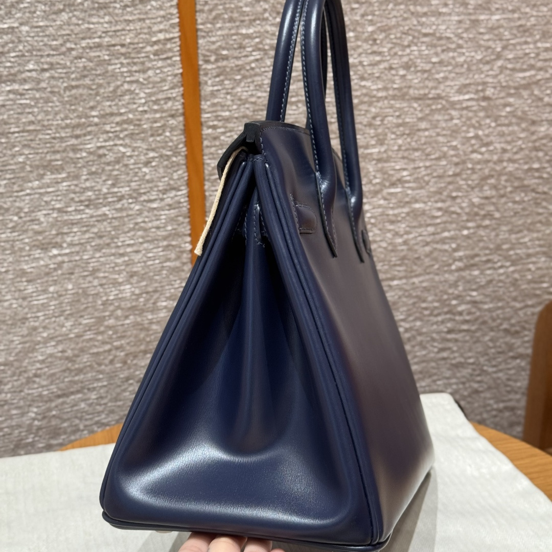 高仿Hermes*Birkin30系列H044897BX73寶石藍牛皮金扣純手工