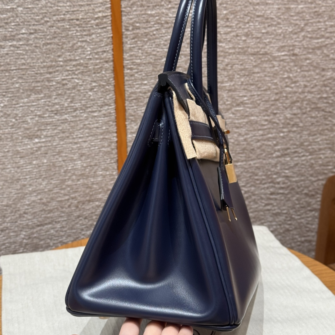 高仿Hermes*Birkin30系列H044897BX73寶石藍牛皮金扣純手工