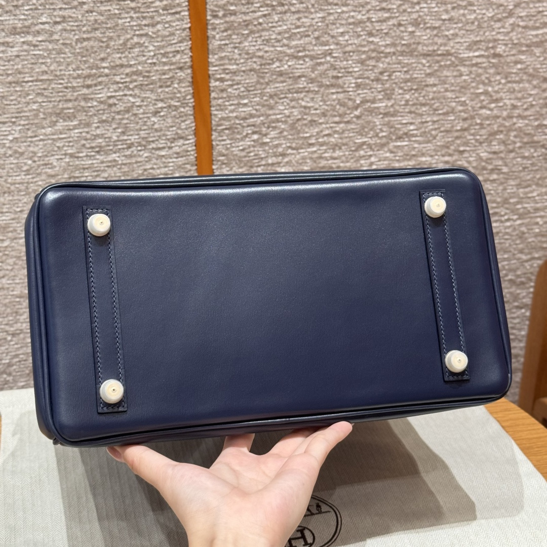 高仿Hermes*Birkin30系列H044897BX73寶石藍牛皮金扣純手工