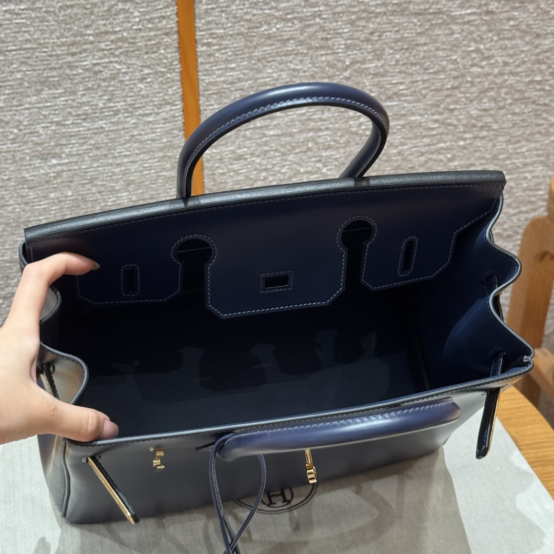 高仿Hermes*Birkin30系列H044897BX73寶石藍牛皮金扣純手工