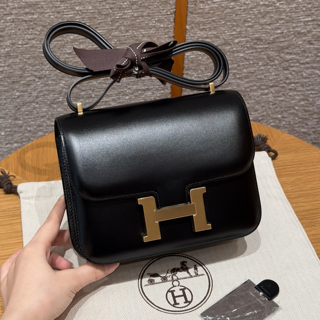 高仿Hermes*Constance19系列H080169BX80黑色牛皮金扣純手工