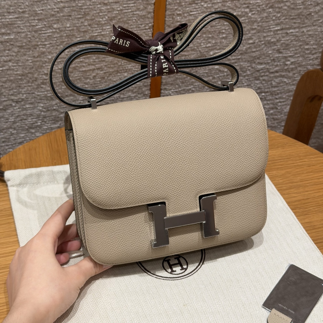 高仿Hermes*Constance19系列H080169EPS2風衣灰牛皮銀扣純手工