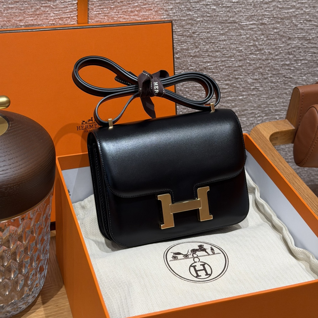 高仿Hermes*Constance19系列H080169BX80黑色牛皮金扣純手工