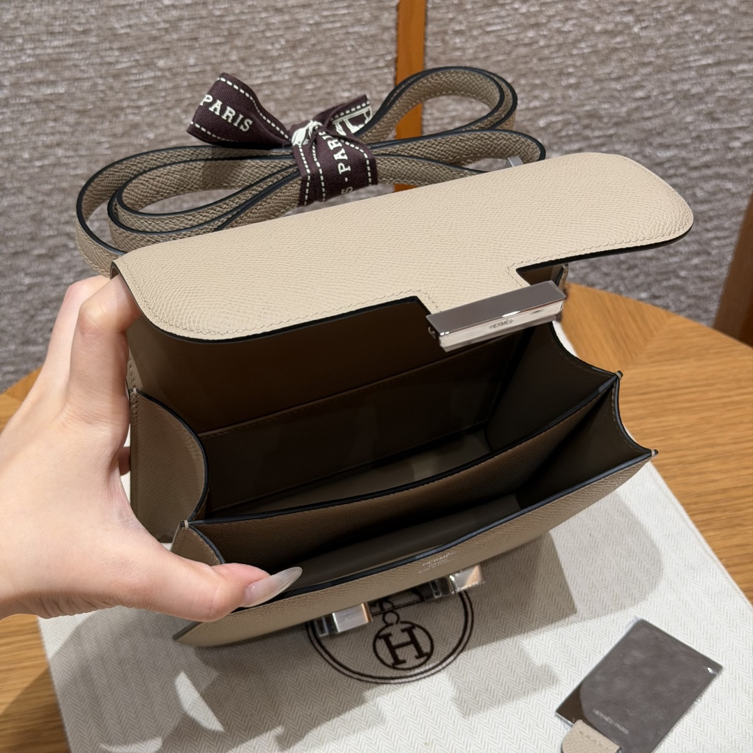 高仿Hermes*Constance19系列H080169EPS2風衣灰牛皮銀扣純手工
