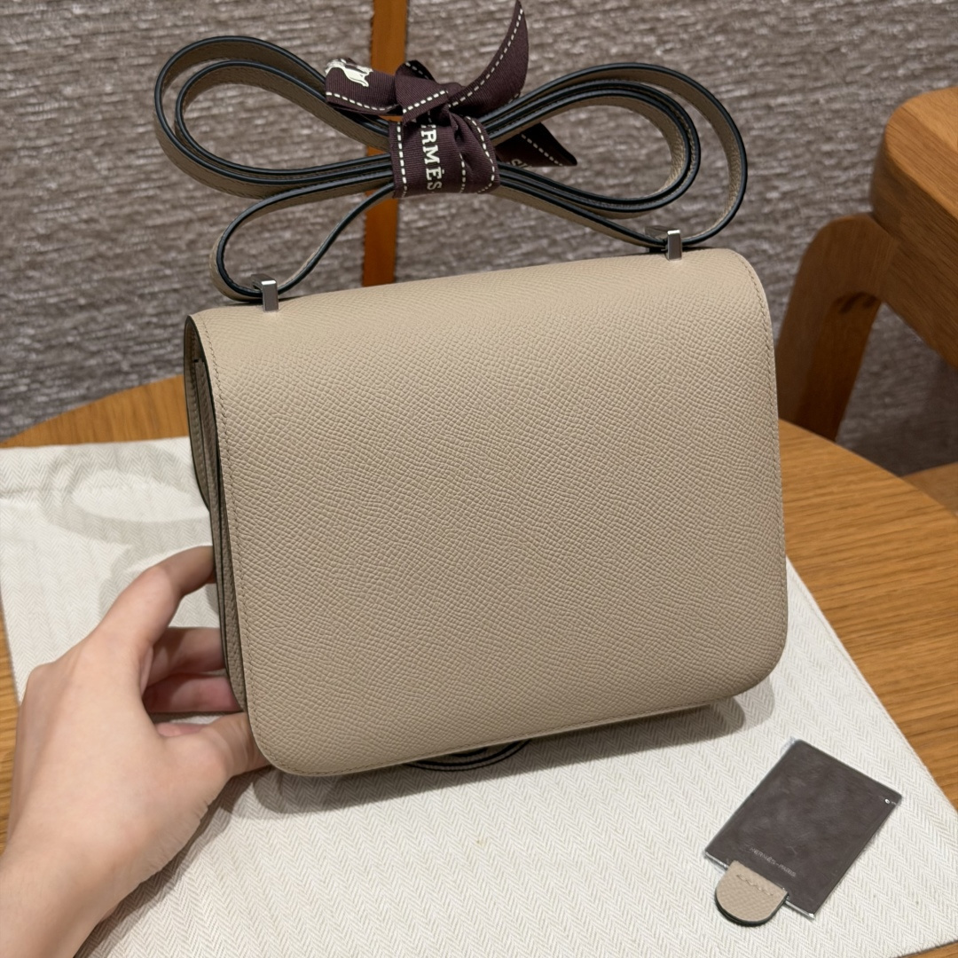 高仿Hermes*Constance19系列H080169EPS2風衣灰牛皮銀扣純手工