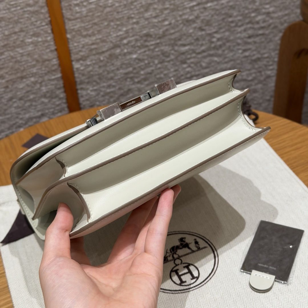 高仿Hermes*Constance19系列H080169BX10奶昔白牛皮金扣純手工