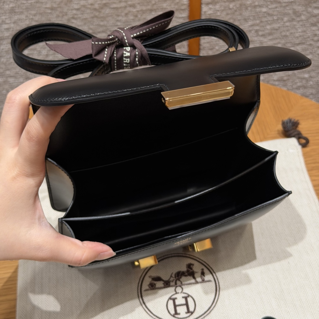 高仿Hermes*Constance19系列H080169BX80黑色牛皮金扣純手工