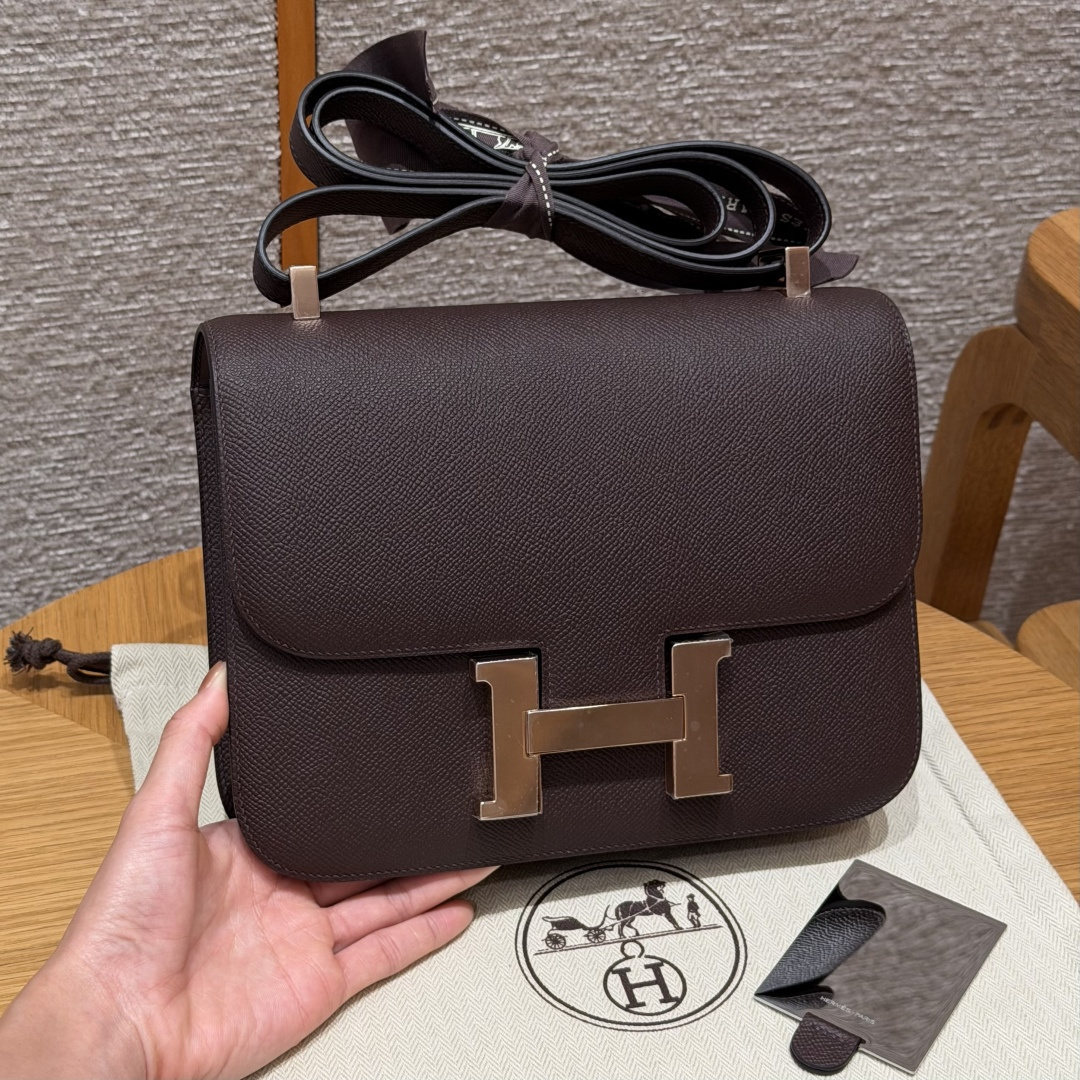 高仿Hermes*Constance24系列H080170EP0G馬鞍紅牛皮金扣純手工