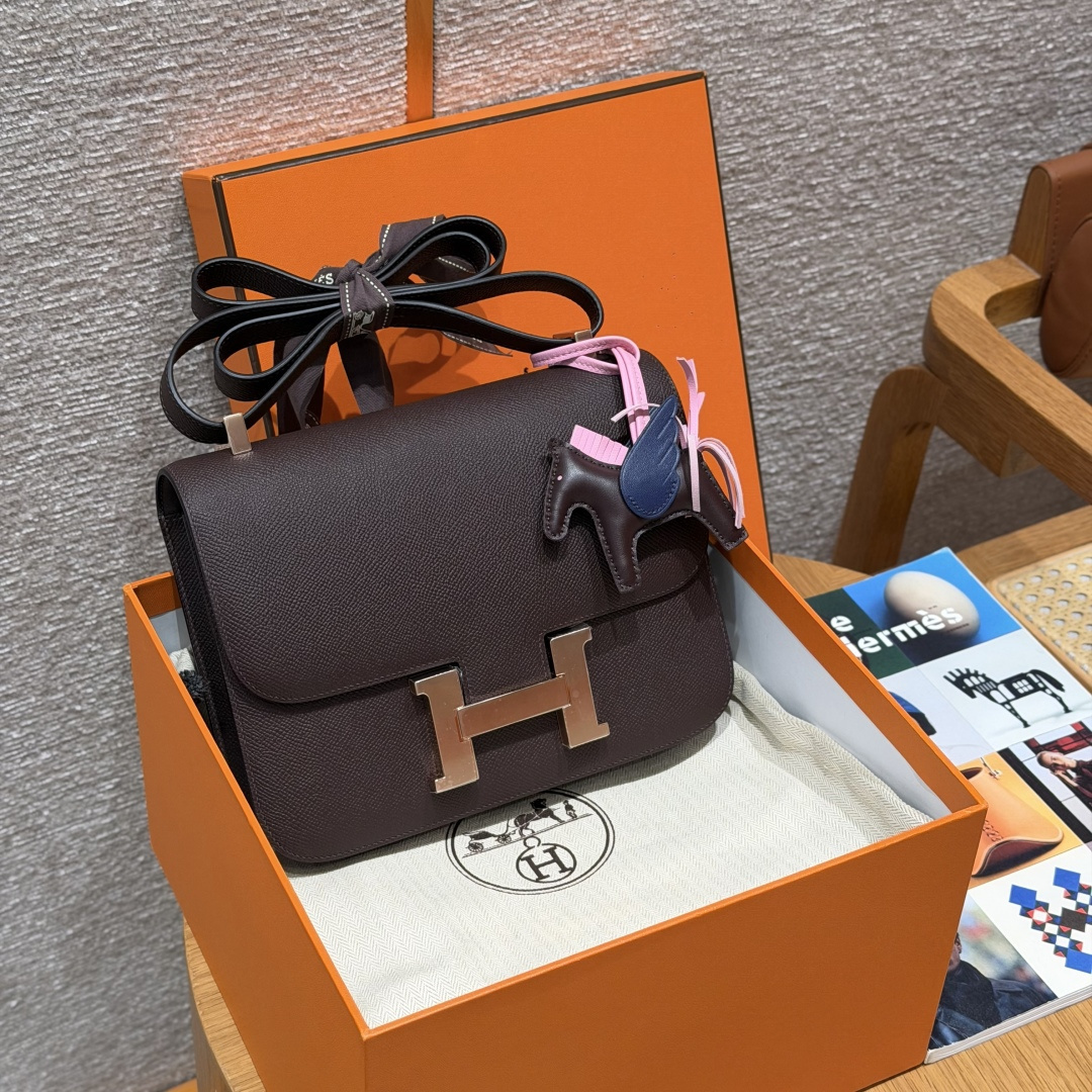 高仿Hermes*Constance24系列H080170EP0G馬鞍紅牛皮金扣純手工