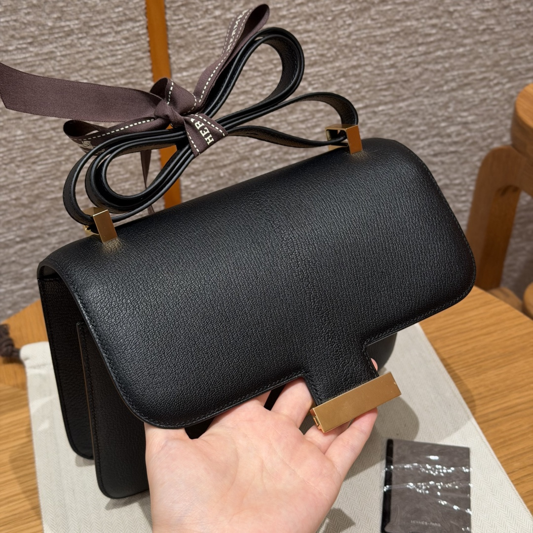 高仿Hermes*Constance24系列H080170CA89黑色山羊皮金扣純手工