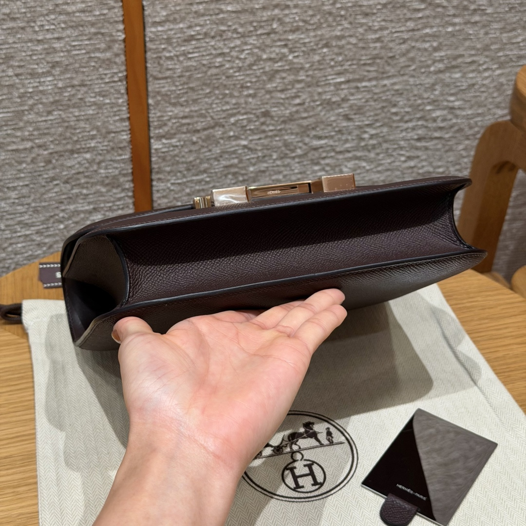 高仿Hermes*Constance24系列H080170EP0G馬鞍紅牛皮金扣純手工