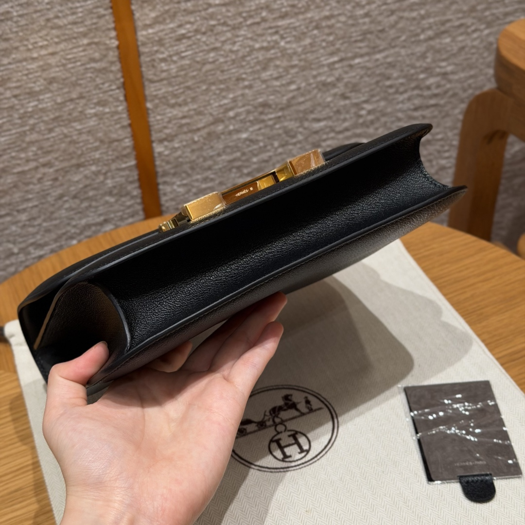 高仿Hermes*Constance24系列H080170CA89黑色山羊皮金扣純手工