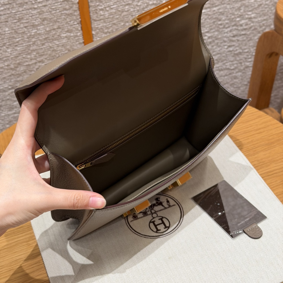高仿Hermes*Constance24系列H080170CA18大象灰山羊皮金扣純手工