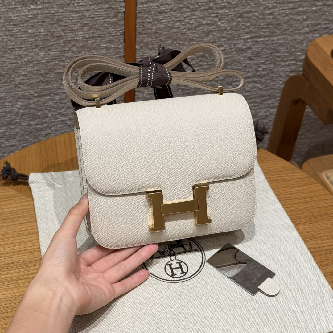 高仿Hermes*Constance19系列H080169EP10奶昔白牛皮金扣純手工