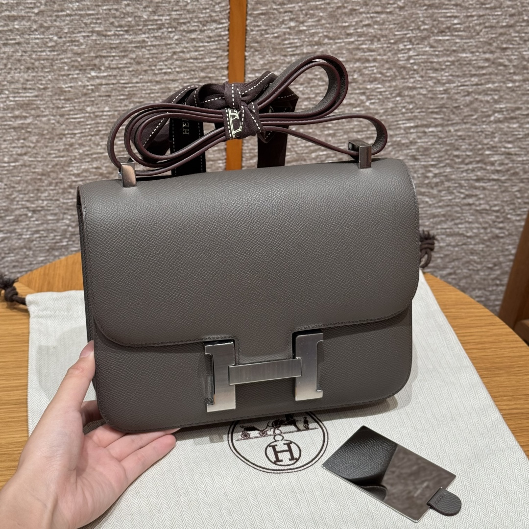 高仿Hermes*Constance24系列H080170EP8F錫器灰牛皮銀扣純手工