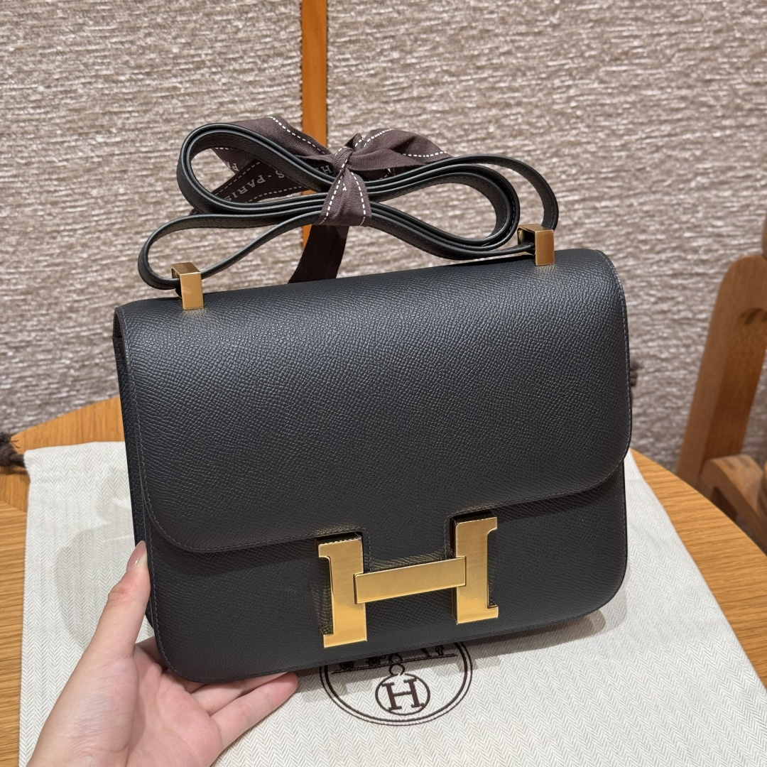 高仿Hermes*Constance24系列H080170EP89黑色牛皮金扣純手工