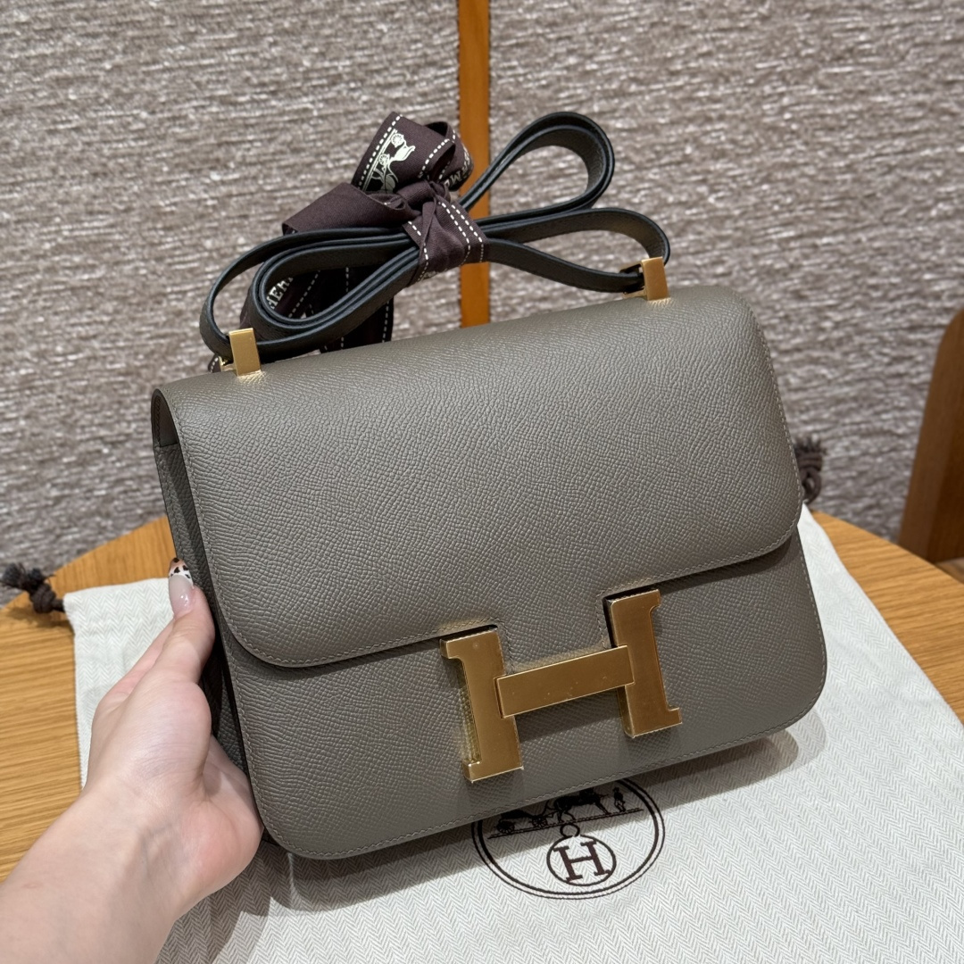 高仿Hermes*Constance24系列H080170EP8F錫器灰牛皮金扣純手工