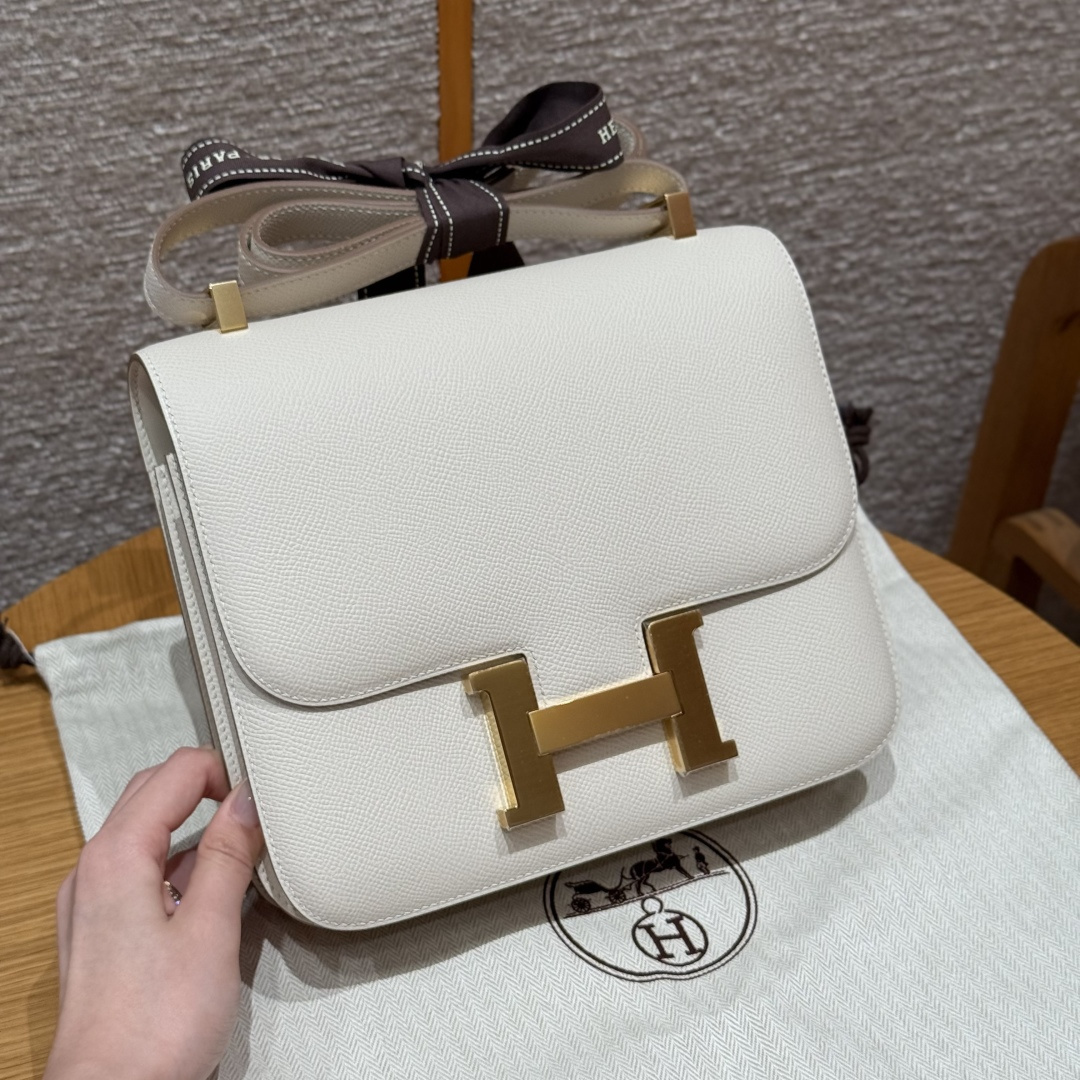 高仿Hermes*Constance24系列H080170EP10奶昔白牛皮金扣純手工
