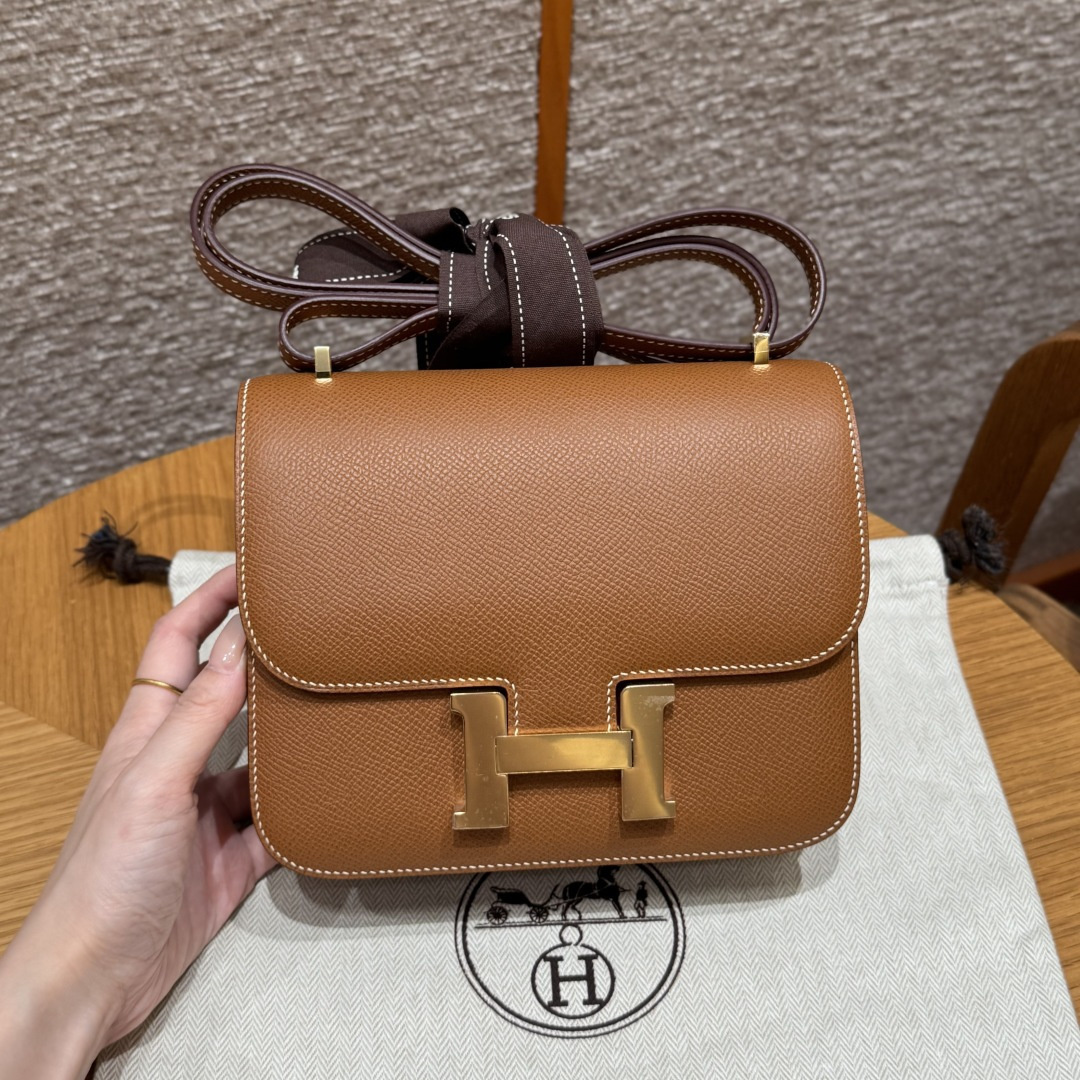 高仿Hermes*Constance19系列H080169EP37金棕色牛皮金扣純手工