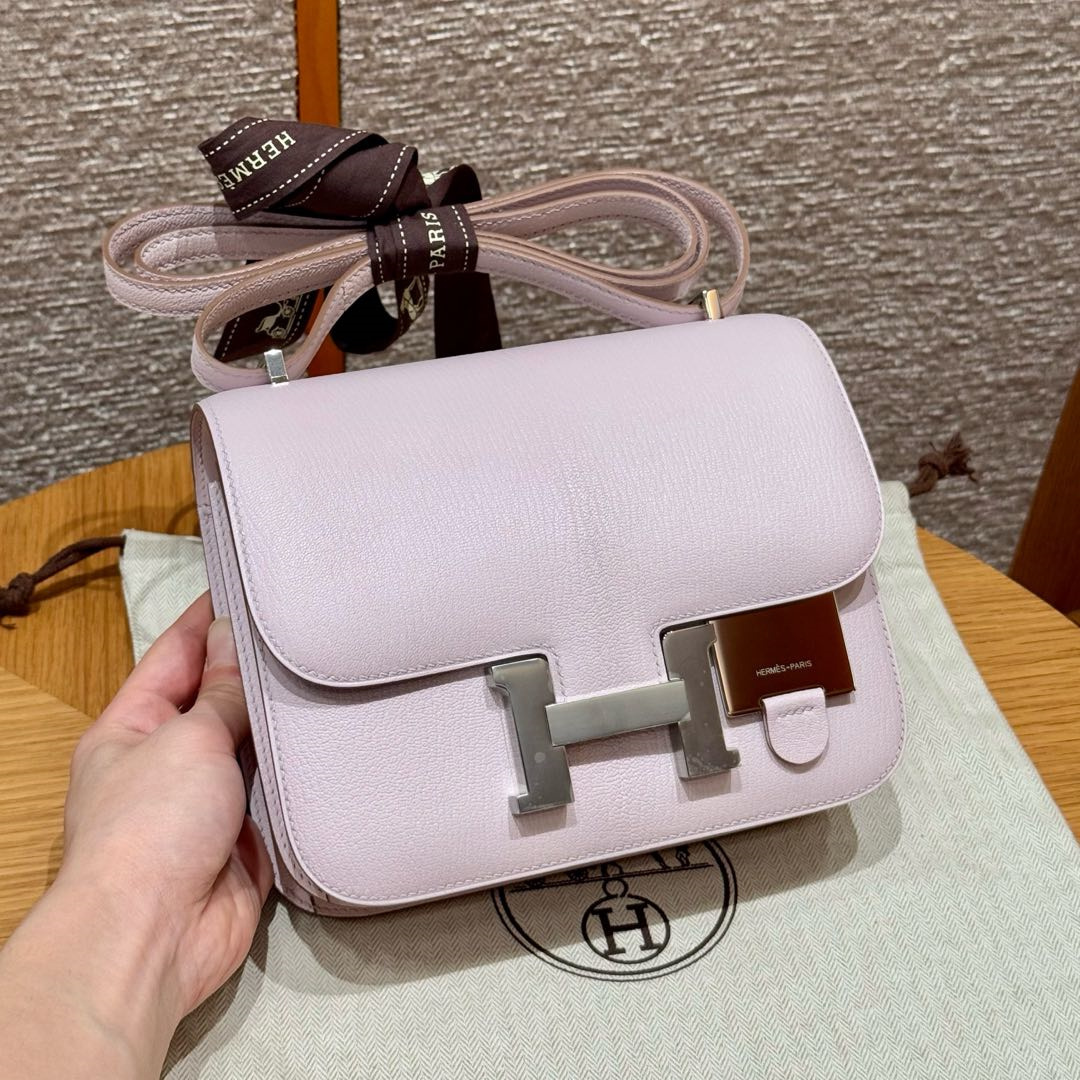 高仿Hermes*Constance19系列H080169CA09夢幻紫山羊皮銀扣純手工