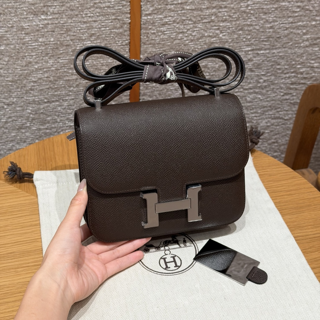 高仿Hermes*Constance19系列H080169EP4C樹皮色牛皮銀扣純手工