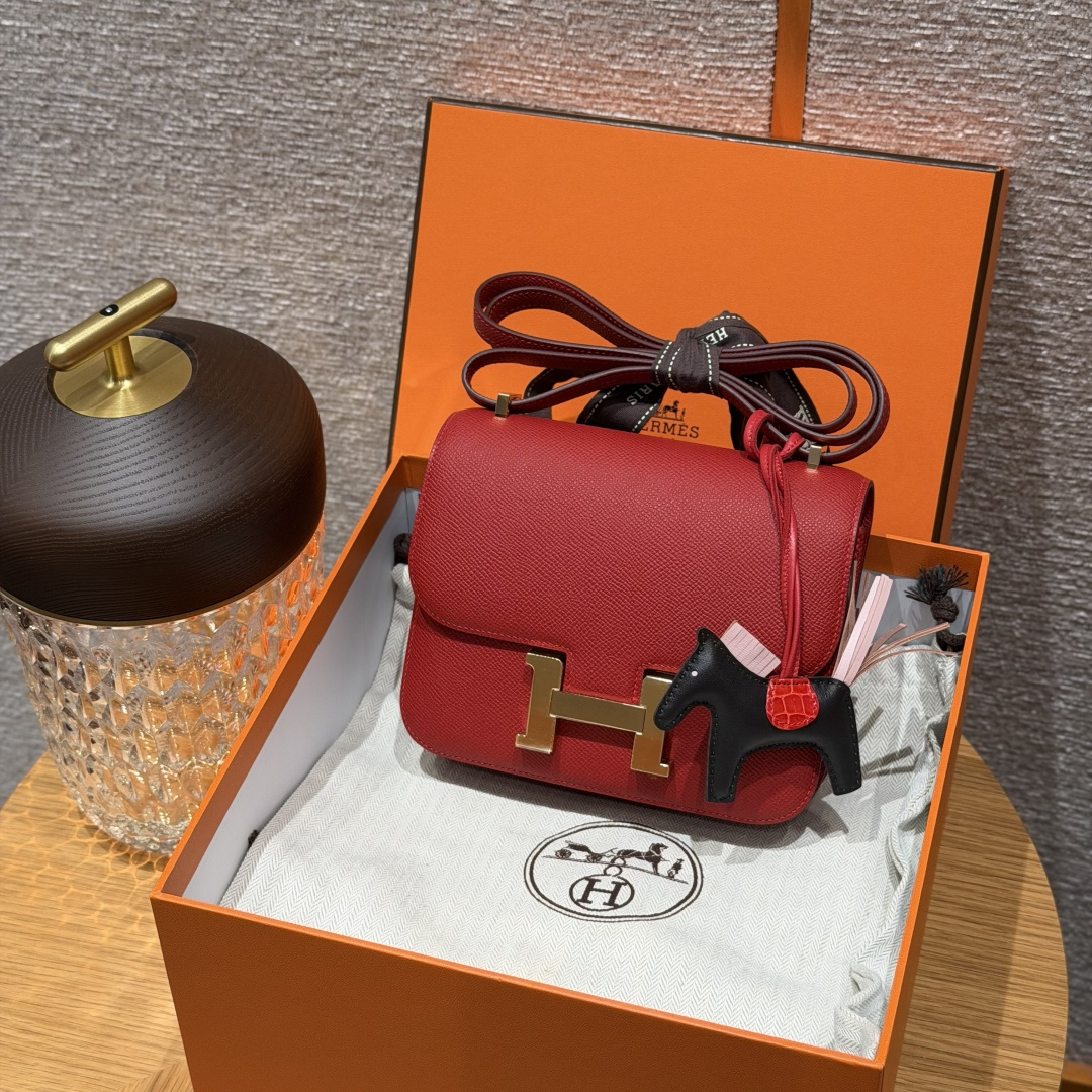高仿Hermes*Constance19系列H080169EPQ5中國紅牛皮金扣純手工