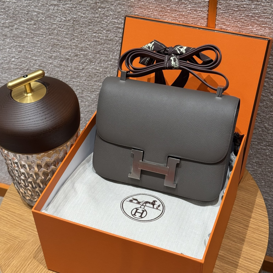 高仿Hermes*Constance24系列H080170EP8F錫器灰牛皮銀扣純手工