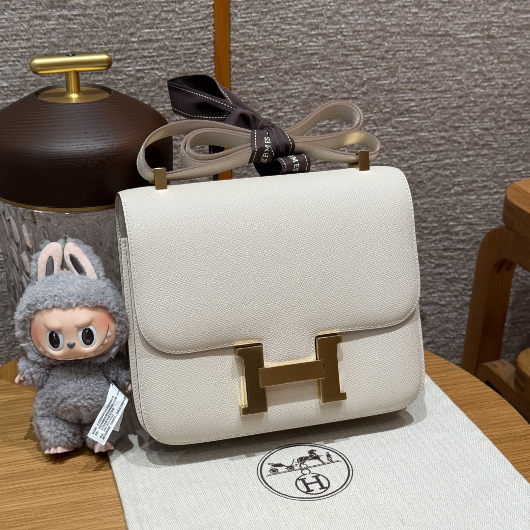 高仿Hermes*Constance24系列H080170EP10奶昔白牛皮金扣純手工