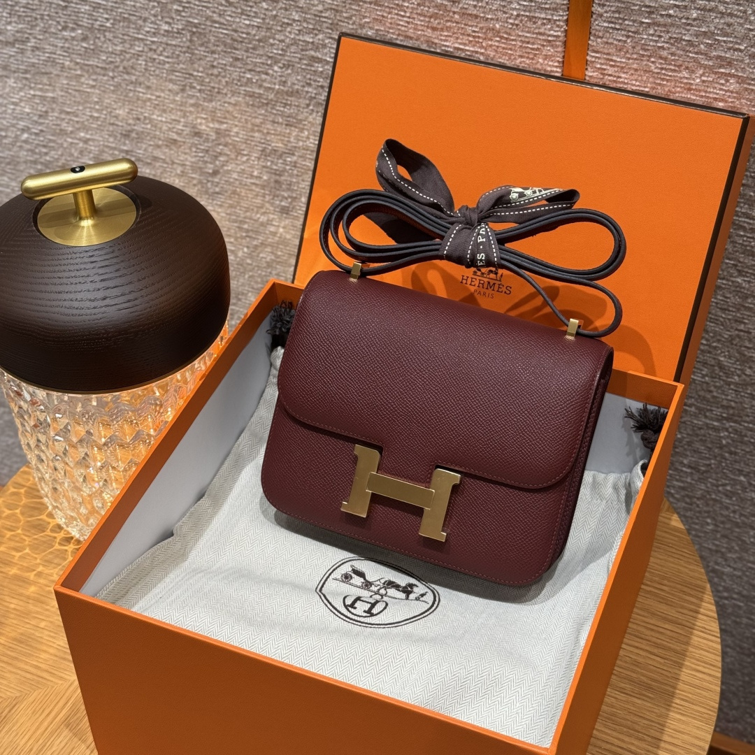 高仿Hermes*Constance19系列H080169EP55愛馬仕紅牛皮金扣純手工