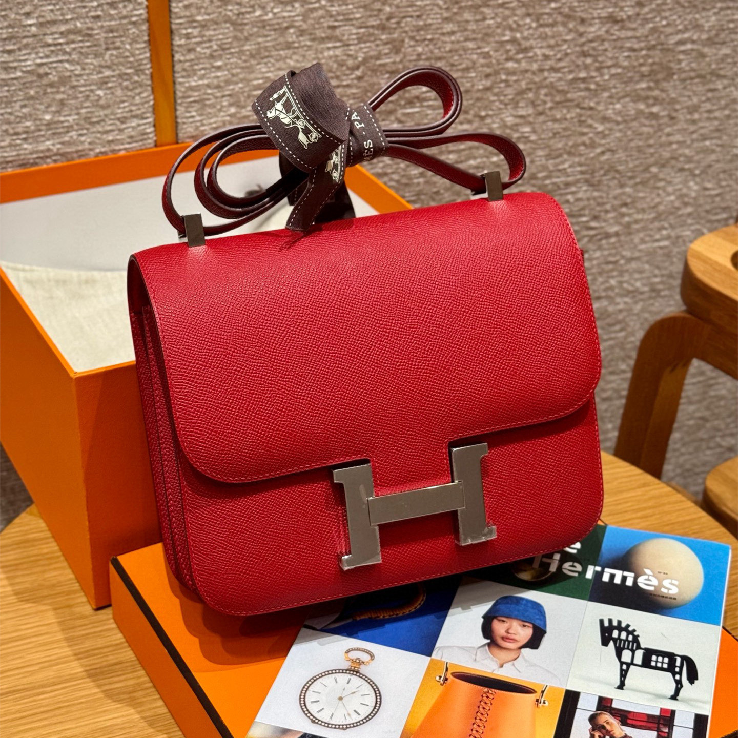 高仿Hermes*Constance24系列H080170EPQ5國旗紅牛皮銀扣純手工