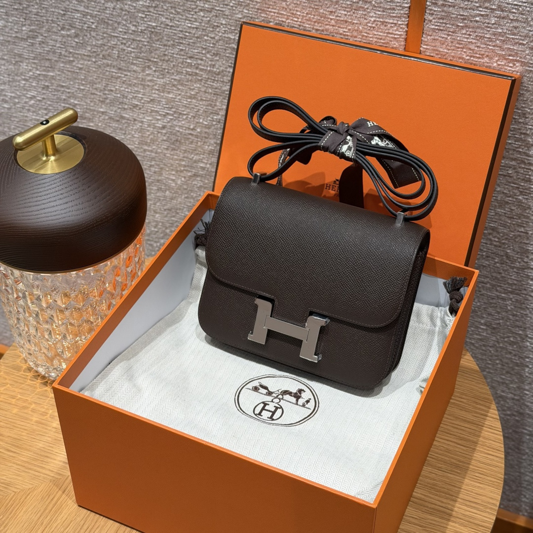 高仿Hermes*Constance19系列H080169EP4C樹皮色牛皮銀扣純手工