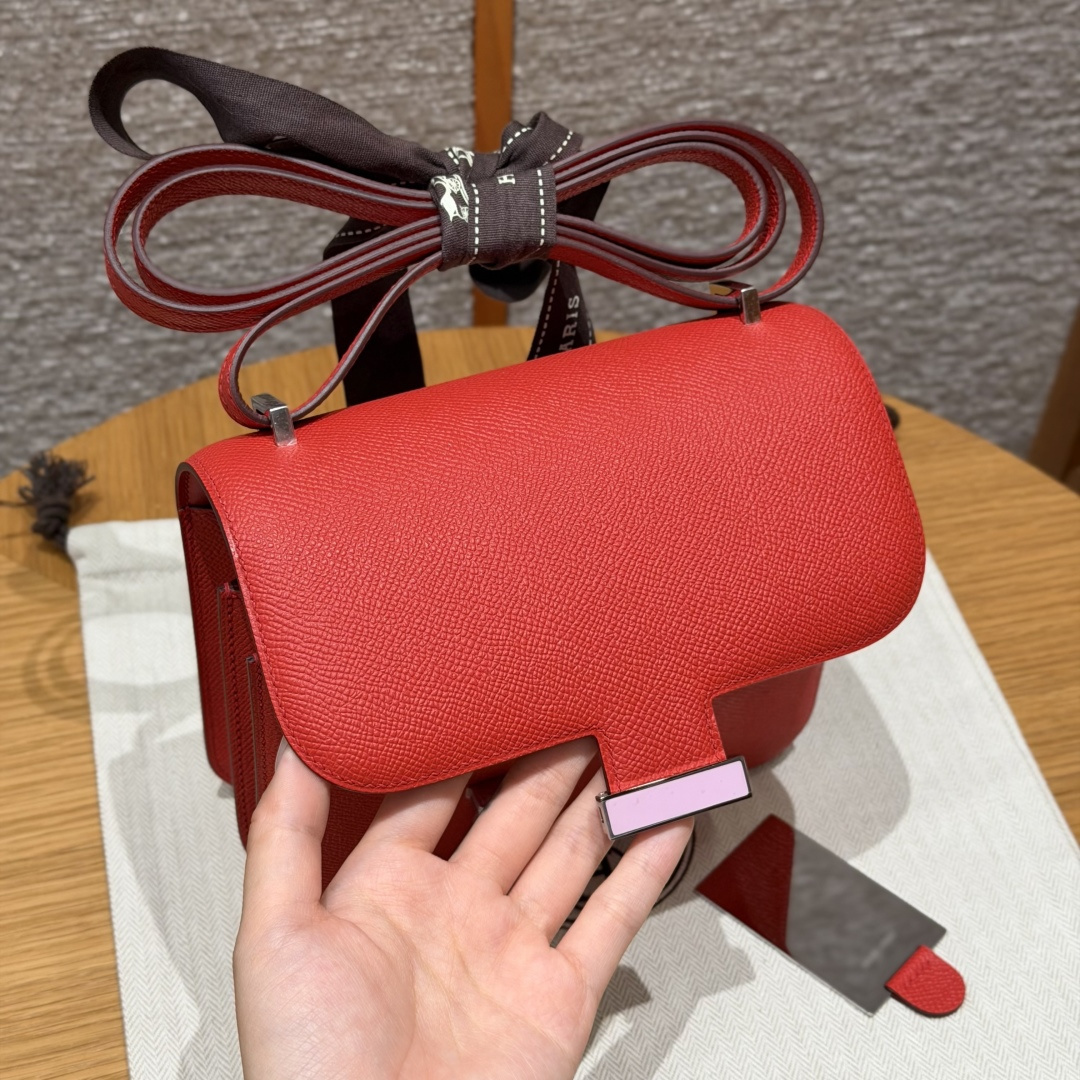 高仿Hermes*Constance19系列H080169EPS3心紅色牛皮粉扣純手工