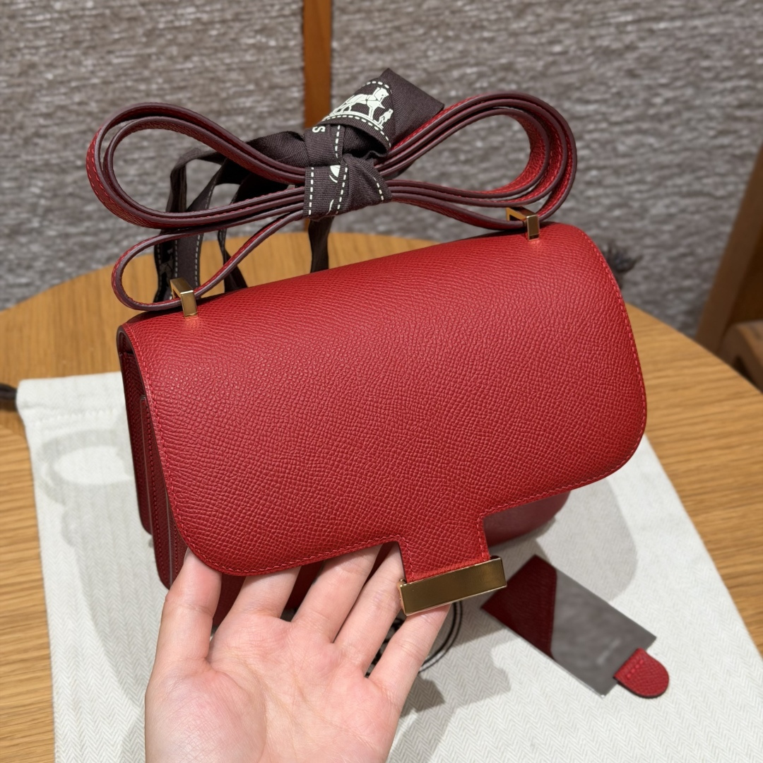 高仿Hermes*Constance19系列H080169EPQ5中國紅牛皮金扣純手工
