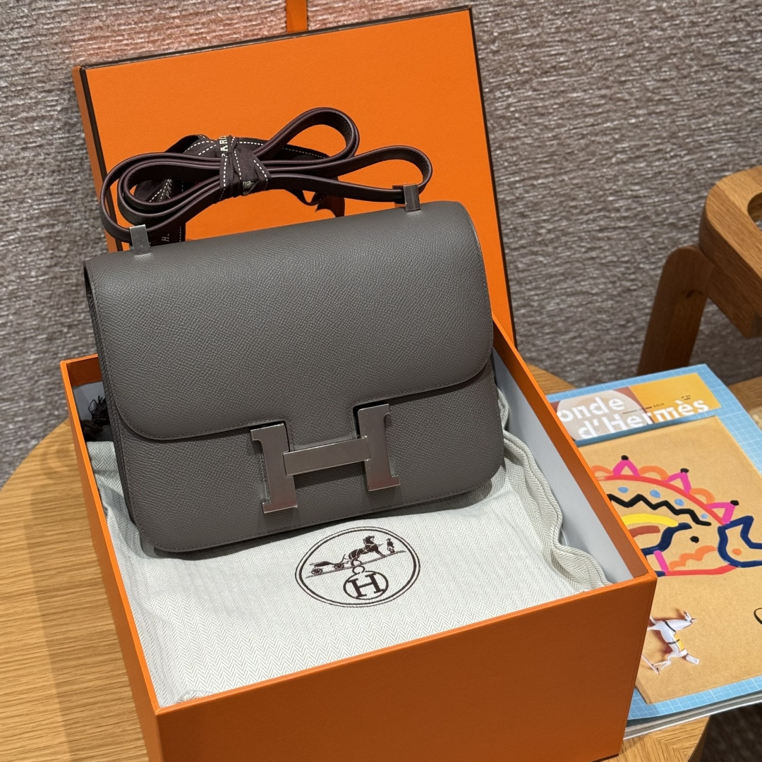 高仿Hermes*Constance24系列H080170EP8F錫器灰牛皮銀扣純手工