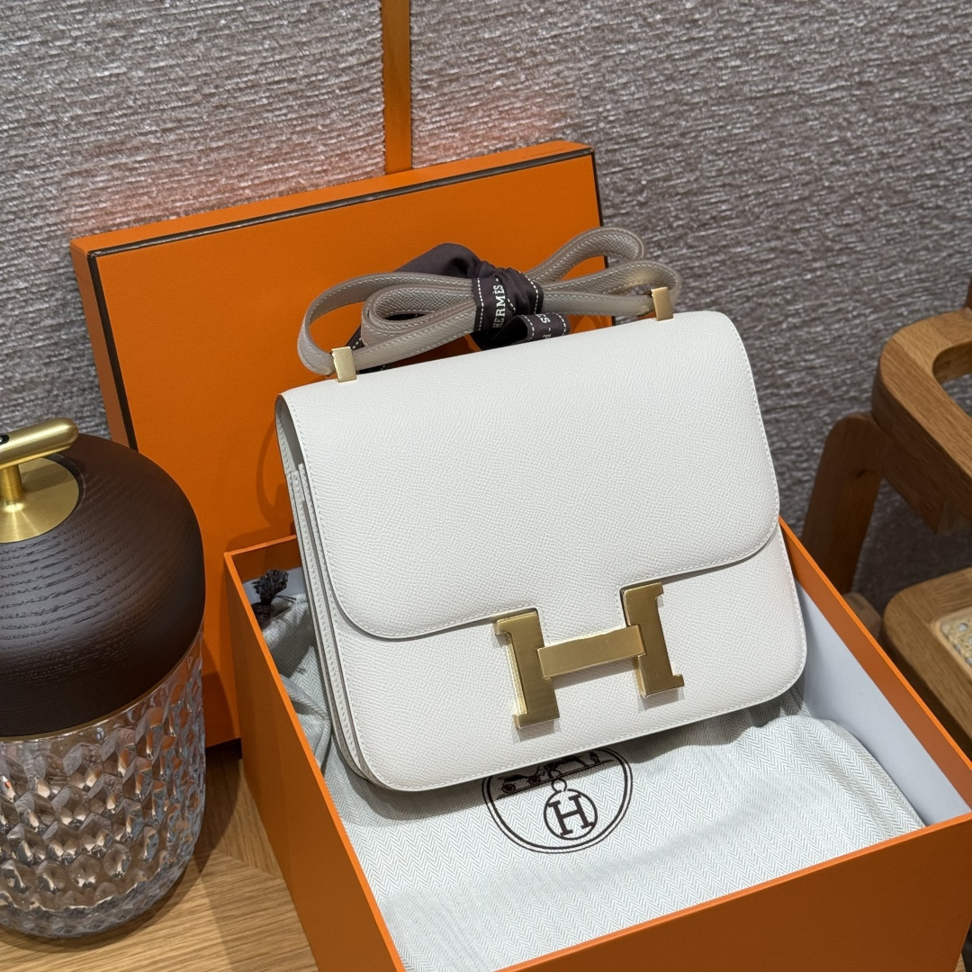 高仿Hermes*Constance24系列H080170EP10奶昔白牛皮金扣純手工