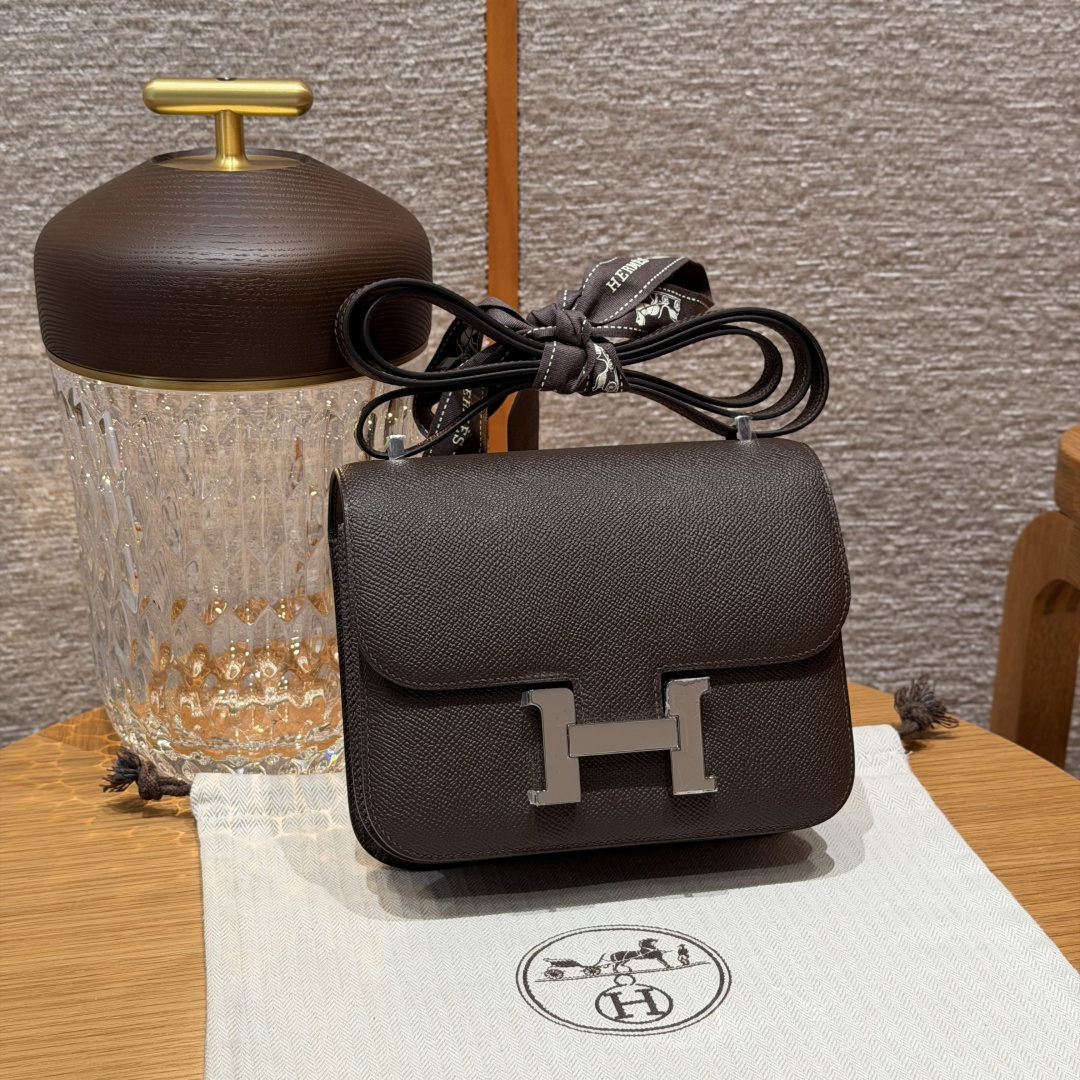 高仿Hermes*Constance19系列H080169EP4C樹皮色牛皮銀扣純手工