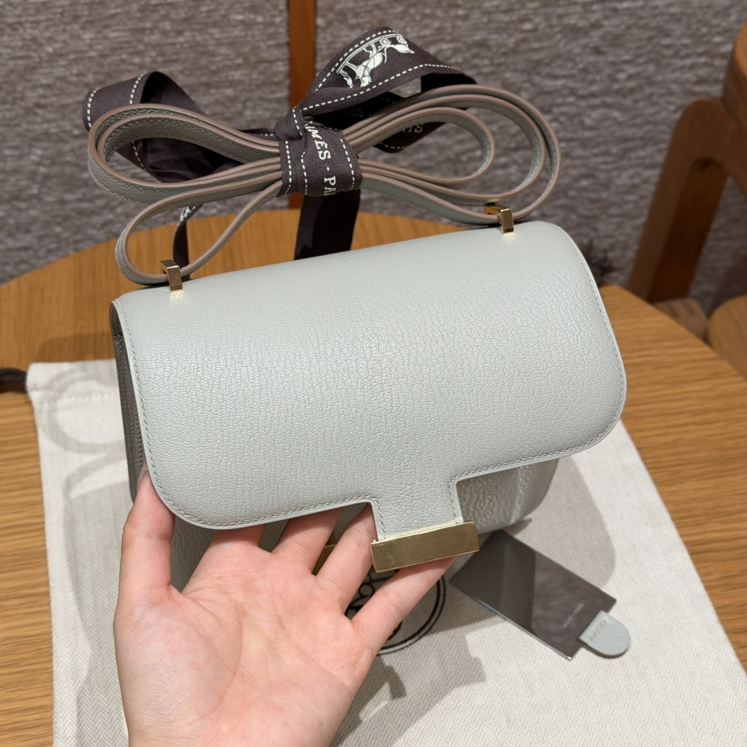 高仿Hermes*Constance19系列H080169CA80珍珠灰山羊皮金扣純手工