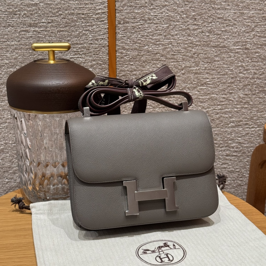 高仿Hermes*Constance24系列H080170EP8F錫器灰牛皮銀扣純手工