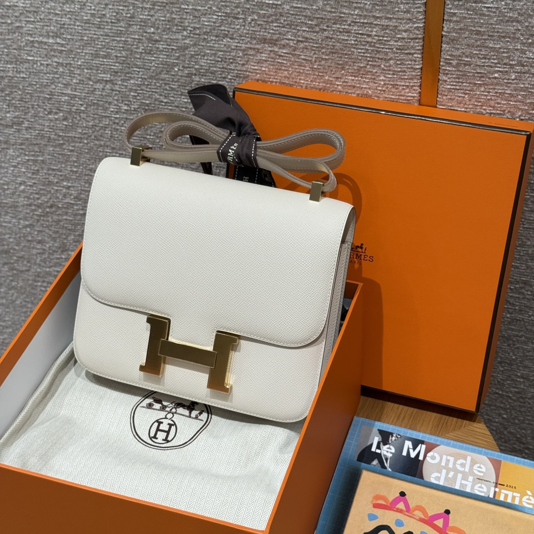 高仿Hermes*Constance24系列H080170EP10奶昔白牛皮金扣純手工